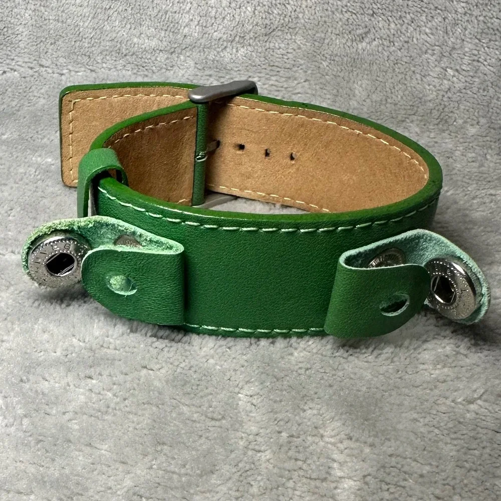Y2K Roxy Interchangeable Leather Cuff Watch Set Blue Pink Green 3 Bands UNTESTED